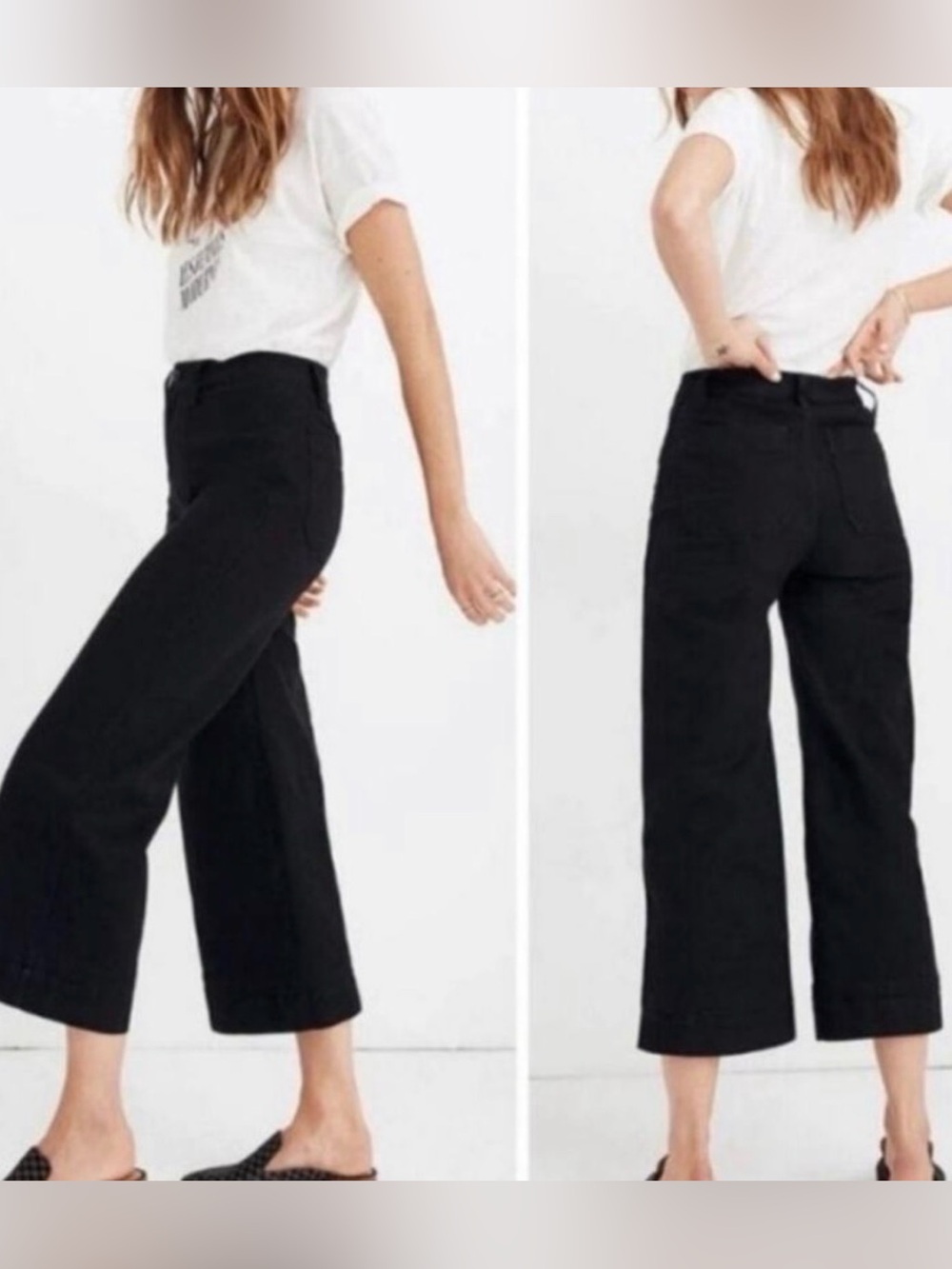 🌺MADEWELL Emmett High-Rise Wide Leg Crop Pants - Black size 28T🌺